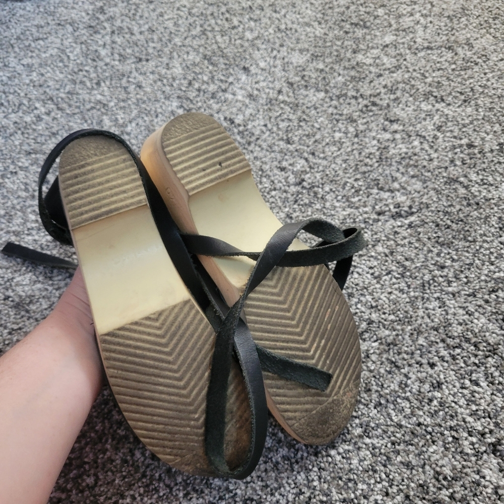 Loeffler Randall X Sven ankle tie clogs Black Leather 40 8.5 9 - Picture 11 of 13
